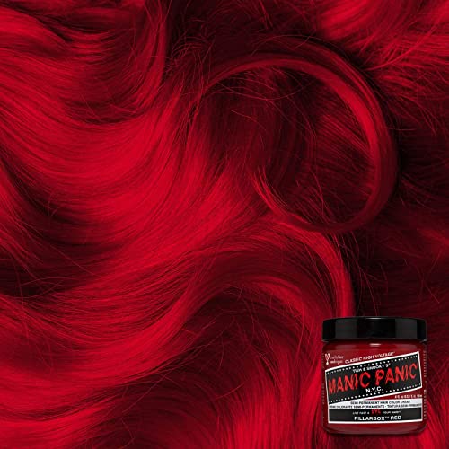 MANIC PANIC Classic Pillarbox Red Semi Permanent Hair Color - True Red Hair Dye for Women & Men That Lasts 4-6 Weeks - Vegan, Ammonia & Cruelty-Free - Create & Mix Custom Shades (4oz)
