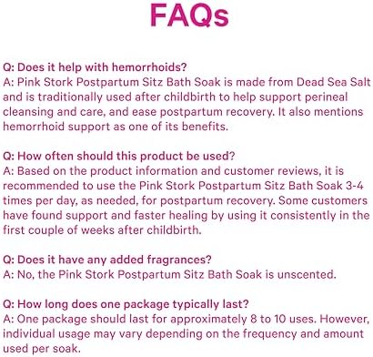 Pink Stork Postpartum Sitz Bath Soak: Dead Sea Salt for Perineal Care & Cleansing, Postpartum Recovery, Labor and Delivery Essentials, Women-Owned, Unscented, 16 oz