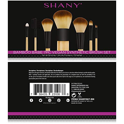 SHANY Bamboo Brush Set with Premium Synthetic Hair, Bamboo Handles and Cotton Pouch