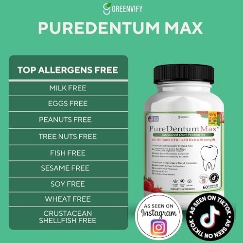 PureDentum for Gums and Teeth Health & Fresh Breath - 40 Billion CFU Advanced Oral Probiotics for Mouth Bad Breath, Capsule Supplement - 3 Pack