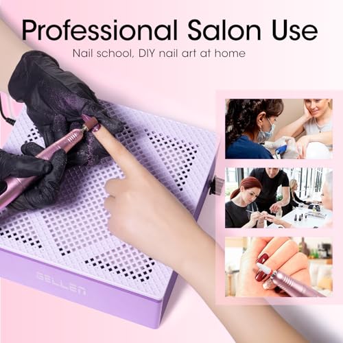 Gellen Nail Dust Collector with Reusable Filter, Professional 60w Nail Vacuum Cleaner for Acrylic Nails, Low Noise Nail Dust Vacuum Cleaner for Home Salon, Manicure Fan Dust Collector