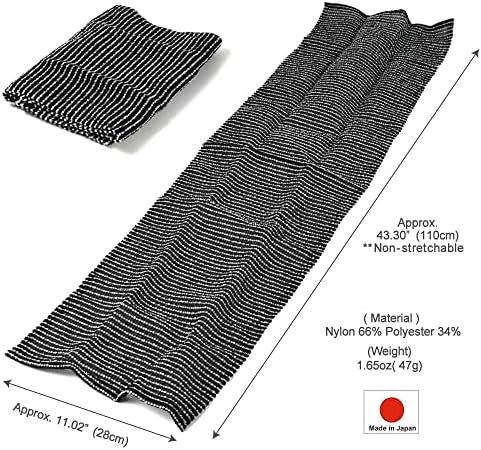 Exfoliating Washcloth [Made in Japan] Extra Long Exfoliating Towel Special Texture Makes Fluffy Foam Lather, Back Scrubber, Dead Skin Cell Remover, Loofah for Women and Men (Black)