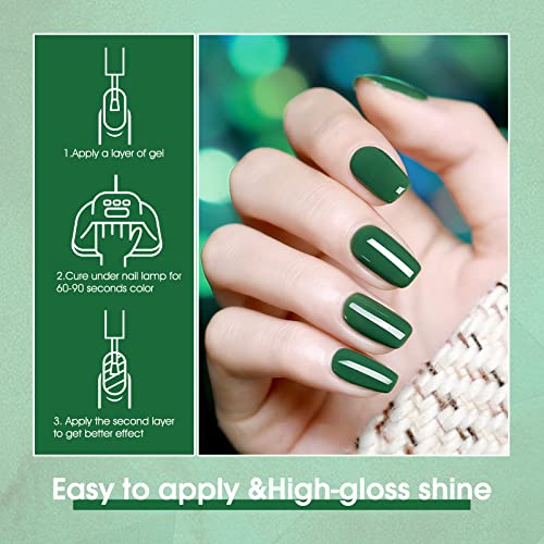VENALISA 12pc Green Gel Nail Polish Set, Sage Emerald Mint Olive Light Green Color Nail Polish, High Gloss Soak Off Gel Nail French Nail Manicure Salon DIY