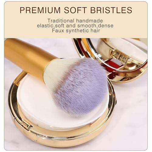 Makeup Brush Set, VANDER 24pcs Premium Synthetic Makeup Brushes for Foundation, Professional Eyeshadow, Eyeliner, Concealer Make up Brush Kit with Leather Travel Makeup bag, Champagne