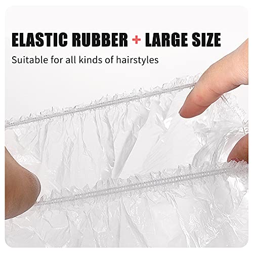 Maltose Disposable Shower Caps 100Pcs - Individually Wrapped 19.8" Large Thicker Plastic Shower Caps Waterproof Shower Hair Caps for Women Spa Home Hotel Hair Salon Portable Travel (Clear)