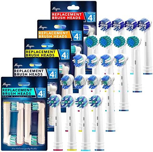 Replacement Brush Heads Compatible with Oral B Braun –20 Pack of 4 Sensitive, 4 Floss, 4 Precision, 4 Cross, 4 Polishing- Fits Oralb Electric Toothbrush 7000 Pro 1000 9600 Kids Action Etc.