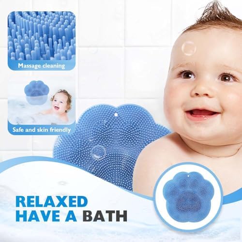 Silicone Shower Foot Scrubber Mat, 2025 New Wall Mounted Foot Back Cleaning Pad Back Washer Exfoliating Bath Wash Pad, Upgrade Shower Foot Back Scrubber Massage Pad (Blue)