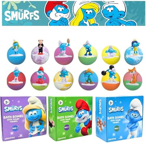 The Smurfs Bath Bombs with Action Figures-Smurfette, Baby Smurf, Hefty Smurf, and Vanity Smurf (Pack 1)