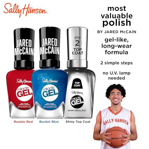 Sally Hansen Miracle Gel™ x Jared McCain, Trio Set, Long Lasting, Gel-Like Formula, No UV Lamp Needed, Blue and Red Nail Polish
