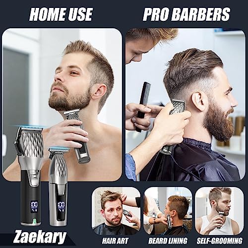 Professional Hair Clippers for Men, Professional Barber Clippers and Trimmer Set, Cordless Beard Trimmer Haircut Grooming Kit Gift for Men Women Kids Grey