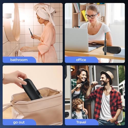 Sonic Electric Toothbrush for Adults, Rechargeable Electric Toothbrushes with Case, Travel Toothbrush Set, Power Toothbrush with Holder, USB C 5 Modes, 2.5 Hours Charge for 120 Days