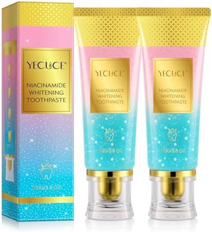 Niacinamide Whitening Toothpaste 2 Pack, Niacinamide Toothpaste, Freshening Breath & Deep Gentle Cleaning, 3.8Oz
