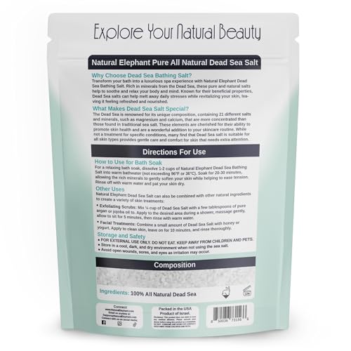 Natural Elephant Dead Sea Bath Salt | 19 Pounds Bulk Bag | 100% Natural and Pure | Coarse Grain | Ideal for Baths and Soaks