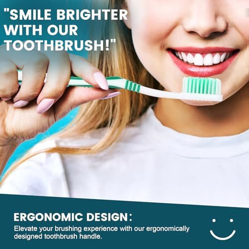 Navona 100 PCS Premium Individually Wrapped Bulk Toothbrush Pack, Disposable Toothbrushes, Kids Toothbrush, Medium Soft Bristle Toothbrushes, Ergonomics Handle, Perfect for Travel Hotel Donation