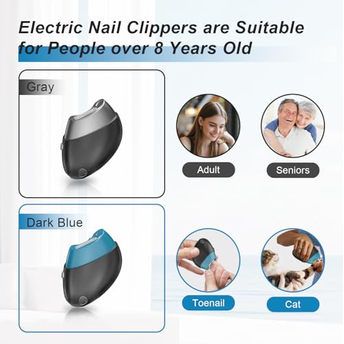 Electric Nail Clipper, Upgraded Toe Nail Clippers with Nail Scraps Storage, 2 Speeds, Magnetic Cover, Type-C Rechargeable, Safety Electric Nail File for Thick Toenails, Adult, Seniors, Men
