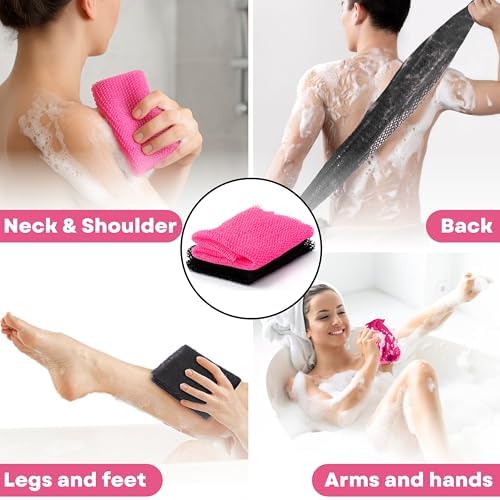 Premium 2X African net Sponge Authentic Exfoliating Body Scrubber for Shower Long Quick Dry 100% Nylon Deep Cleansing Back and Pore Scrubber Bath Sponge for Shower