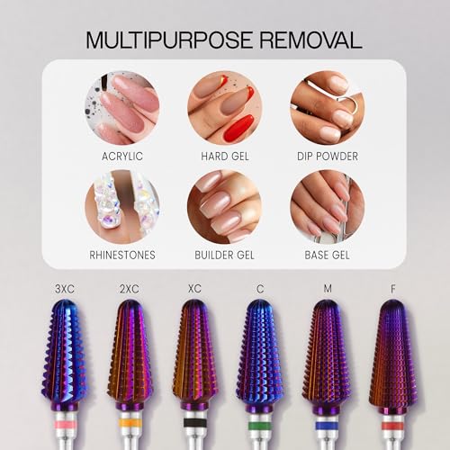 PANA 3/32" Purple Tornado Carbide Nail Drill Bit for Acrylics, Nail Extension, Gel Polish Removal Nail Salon Manicure Pedicure Electric File Tools (Extra Coarse - XC)