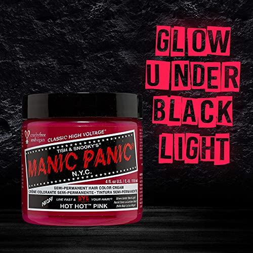 MANIC PANIC Classic Hot Hot Pink Semi Permanent Hair Color - Neon Pink Hair Dye for Women & Men That Lasts 4-6 Weeks - Vegan, Ammonia & Cruelty-Free - Create & Mix Custom Shades (8oz)
