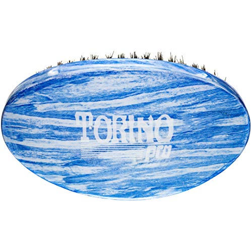 Torino Pro Medium Wave Brush #19 - Curve Palm Medium Hair brush for 360 Waves- 100% medium boar bristle Curved Hair brush for men