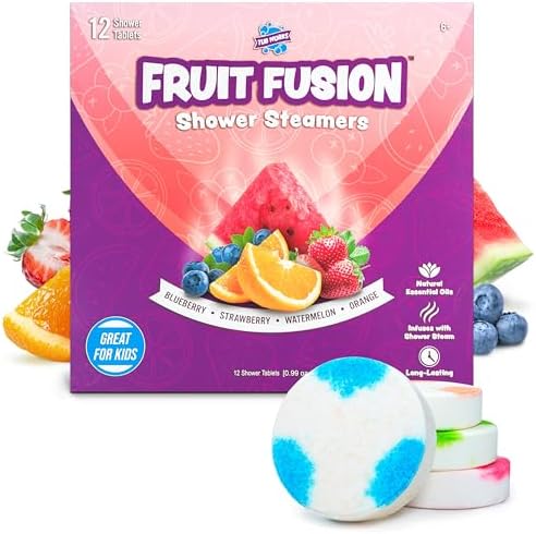 Tub Works® Fruit Fusion™ Shower Steamers for Kids, Variety 12 Pack | Fresh & Fruity Shower Steamers Aromatherapy | Fun Shower Bombs | Alternative to Kids Bath Bombs for a Sensory Shower Experience