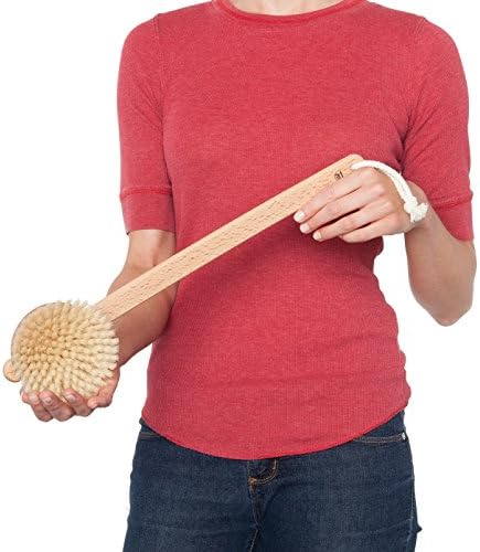 Redecker Natural Pig Bristle Bath Brush with Oiled Beechwood Handle, Made in Germany, 18-1/2-Inches