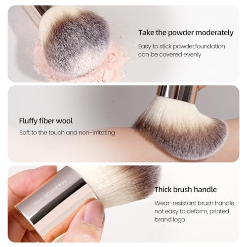 MAANGE 20 PCS Foundation Makeup Brush Set, Double-ended Kabuki Contour Brush for Liquid Powder Concealer Blending Blush Face Makeup Tools (Gold)