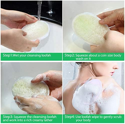 Boao 24 Pcs Loofah Pack Loofah Pads Bulk for Facial Exfoliating Body Bath Shower Mini Sponge Pads Natural Scrubber Brush for Men Women Spa and Travel
