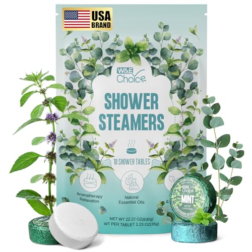 W&E Choice Shower Steamers Aromatherapy - Shower Bombs Birthday Gifts for Women, Eucalyptus Mint Essential Oils for Daily Relaxation & Stress Relief, Gift for Women & Men, Mom, Teen 18 Pack