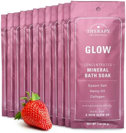 Village Naturals Therapy Glow Concentrated Mineral Bath Soak, Moroccan Melody Scent, 2 oz, Pack of 12