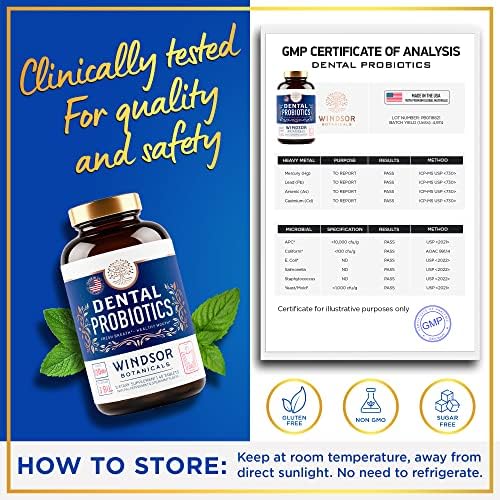 Oral Probiotics for Teeth and Gums - 3BN CFU Lactobacillus Salivarius Acidophilus Rhamnosus Streptococcus - Bad Breath Treatment for Adults - 45 Chewable Mint Dental Probiotic Tablets for Women & Men