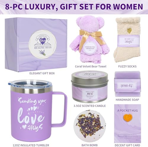 Self Care Get Well Soon Gifts for Women - Spa Care Package for Recovery, Birthday, Sympathy, Thinking of You - Gift Basket for Mom, Wife, Friend, Sister, Her, Encouragement Gift Box