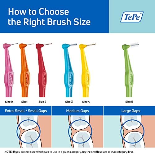 TePe Interdental Brush Angle, Angled Dental Brush for Teeth Cleaning, Pack of 25, 0.5 mm, Extra-Small/Small Gaps, Red, Size 2