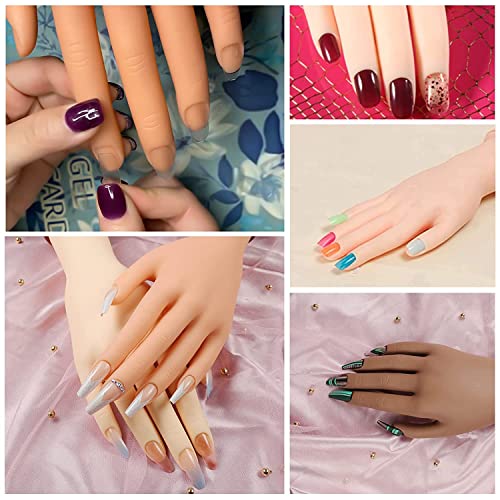 Nail Practice Hand for Acrylic Nails, Mannequin Hands for Nails Practice, Flexible Fake Hands to Practice Fake Nails Bendable Fake Hand Manicure Practice Hands Nail Art Training Hand 1Pc