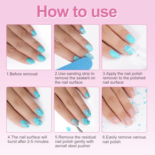 Gel Nail Polish Remover, (2PCS) Gel Polish Remover Kit, Professional Removes Soak-Off and UV Art Nail Lacquer in 3-5Mins, Don't Hurt Your Nails - 15Ml