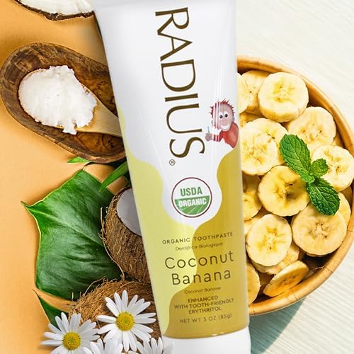 Radius USDA Kids Organic Toothpaste, Coconut Banana, 3 Oz (Pack of 1)