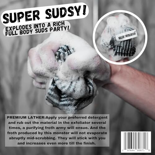 Premium Extra-Rough Japanese Exfoliating Body Scrubber: Extra Long, Hygienic, Body Scrubber Exfoliator for Men & Women - 4 Count Pack (Black, Blue, Purple & Pink)