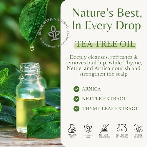 Tea Tree Oil Shampoo and Conditioner, Soothes Itchy & Dry Scalp, Deep Cleansing for Dandruff & Buildup, Hydrates & Refreshes, Sulfate Free, Women & Men, 16 fl oz Each