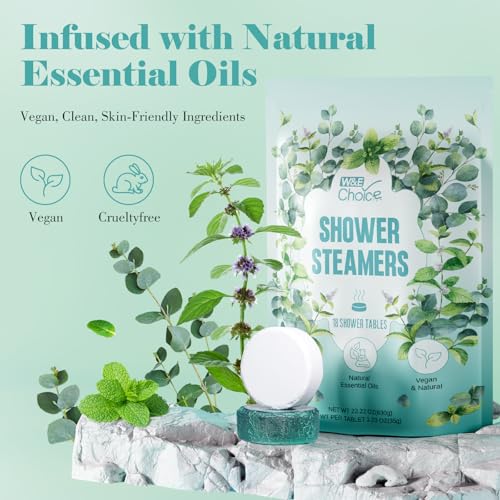 W&E Choice Shower Steamers Aromatherapy - Shower Bombs Birthday Gifts for Women, Eucalyptus Mint Essential Oils for Daily Relaxation & Stress Relief, Gift for Women & Men, Mom, Teen 18 Pack