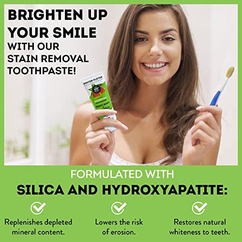 MOUTHWATCHERS Whitening Fluoride Free Naturally Sourced Toothpaste, 4 Tubes, 3 oz Each, for Sensitive Teeth and Gums, Fresh Organic Mint and Propolis, by Dr. Plotka's