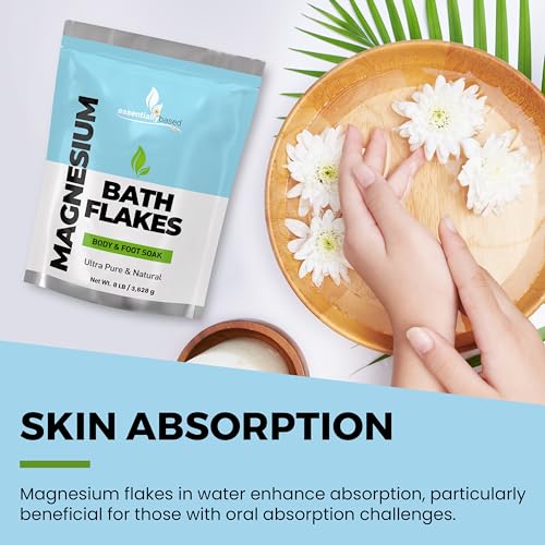 Magnesium Flakes - 8 LB Ultra Pure Magnesium Chloride Flakes in Resealable Pack - Use for Bath Soak or Foot Soak - A Better Alternative to Epsom Salt