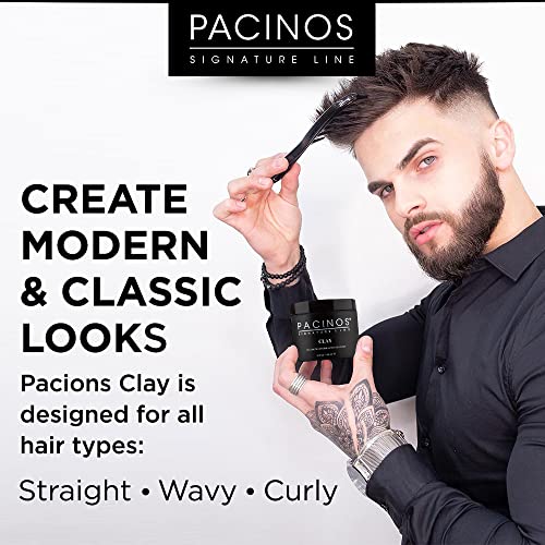 Pacinos Signature Line Clay Hair Paste - Long Lasting Styling Wax with Firm Hold for All Hair Styles 4 Oz