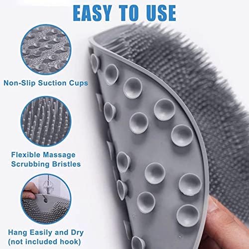 Shower Foot and Back Scrubber Massage Pad, Wall-Mounted Back Scrubber with Non-Slip Suction Cups, Bathroom Shower Foot Scrubber Mat Exfoliating Bath for Women and Men (Blue)