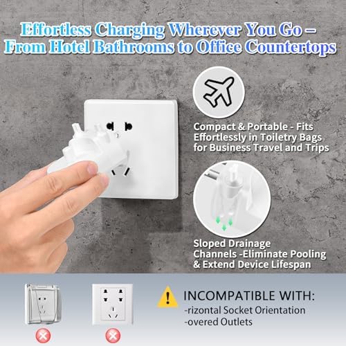 Wall Outlet Charger for Oral-B Electric Toothbrush | Direct Plug-in Base for Pro 1000/3000/5000, Genius 6000, iO3/iO4/iO5 & Braun Series 3/5/8 | IPX7 Waterproof (Hygienic White) (Direct plug-in style)