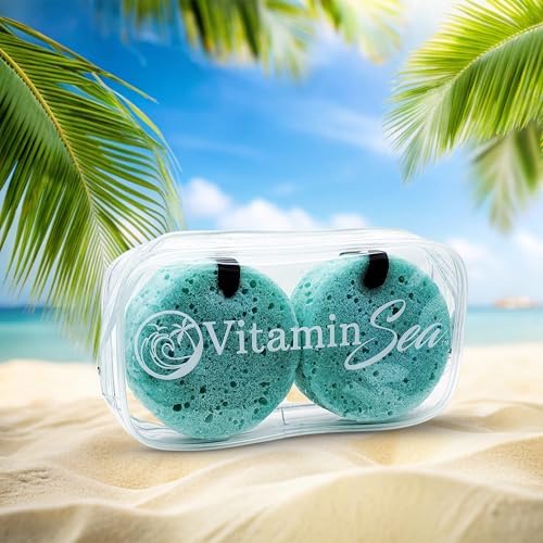 Travel Size Body Wash Women Shower Sponges (2 Pack) | 30 + Washes Travel Loofah with Case | Travel Body Wash Women Shower Sponge Soap w/Natural Extracts | Travel Soap Sponge Body Wash (Ocean Breeze)