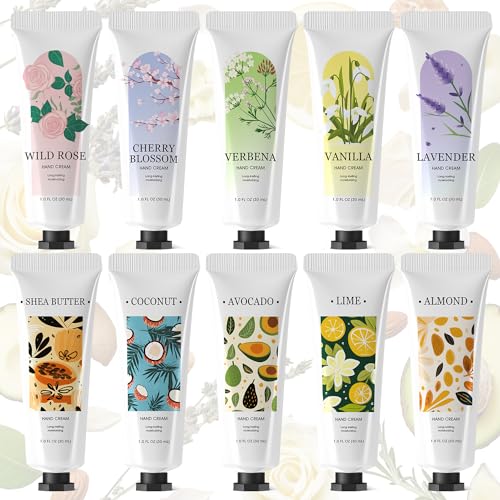 spa luxetique 10 Pack Hand Cream Gifts Mothers Day Gifts for Mom Hand Lotion for Dry Cracked Travel Size Mini Moisturizing Lotion for Women Appreciation Gifts 10 x 1.0 oz/30ml