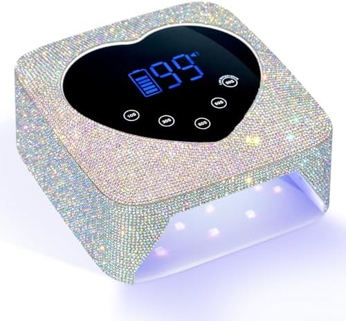 UV LED Nail Lamp 72W Rechargeable Sparkly Wireless Nail Dryer Gel Polish Light with 5 Timer Setting Professional Quick Dry Curing Lamp with Display Auto Sensor for Salon & Home
