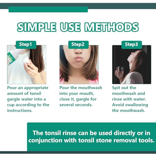 Tonsil Stone Remover with Oral Rinse Liquid to Soothe Tonsils, and Freshen Breath & Alcohol-Free – 300ml (10.14 fl oz)