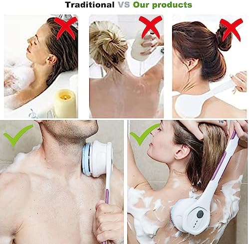 Electric Body Brush,5 Attachments Brush Heads Electric SPA Spin Scrubber for Shower Bathing Cleansing Wash Deep Cleaning with Silicone Rechargeable IPX7 Waterproof