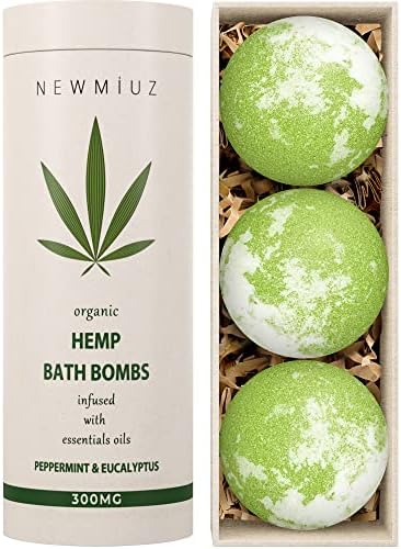 Organic Hemp Bath Bombs Infused Peppermint Eucalyptus Essential Oil Luxurious Bath Essentials Gifts for Dry Skin Immerse Yourself in A Blissful Spa