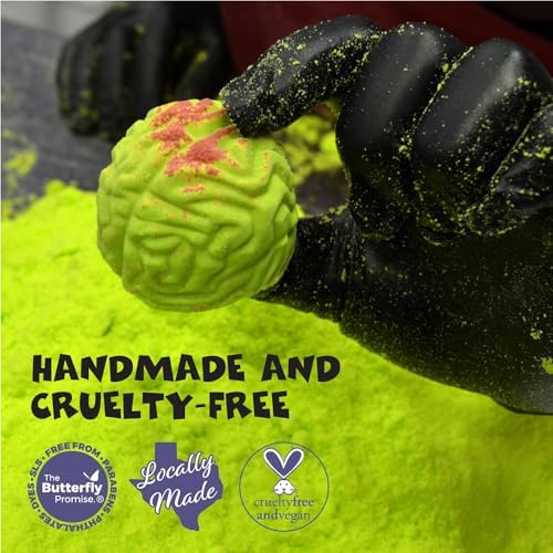Zombie Brain Bath Bombs- 6-Pack Bath Bombs for Boys Girls- Halloween Gifts for Kids- Fun Boo Basket Stuffers for Kids - Natural, Child-Safe Ingredients - No Choking Hazard, No Dyes-16.8oz